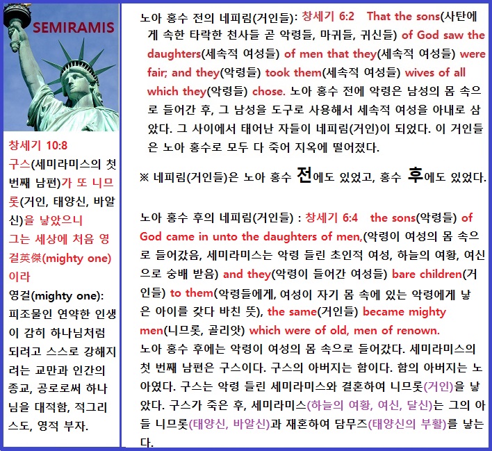 네피림(거인):악령이 낳은 괴력아 ＆ 세미라미스:악령이 들어간 미친년